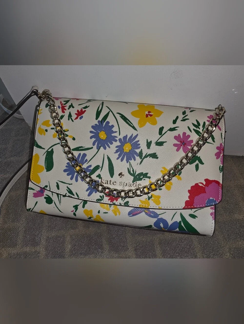 kate spade White Floral Chain Crossbody Bag